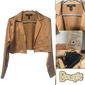 💎5/20 Forever 21 Bronze Cropped Blazer Medium W Shoulder Pads